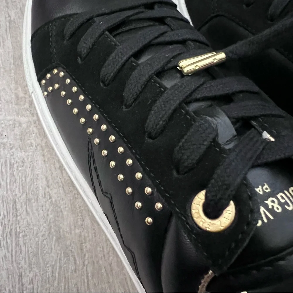 Zadig & Voltaire Black and Gold Sneakers with Gold Studs NWT
